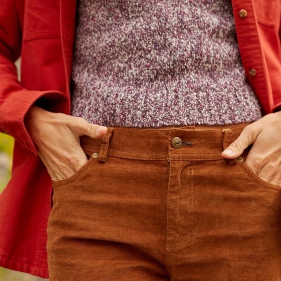 NWT Toad&Co Honey Brown Organic Cotton & Hemp Karuna Corduroy Cropped Pants - Picture 2 of 5